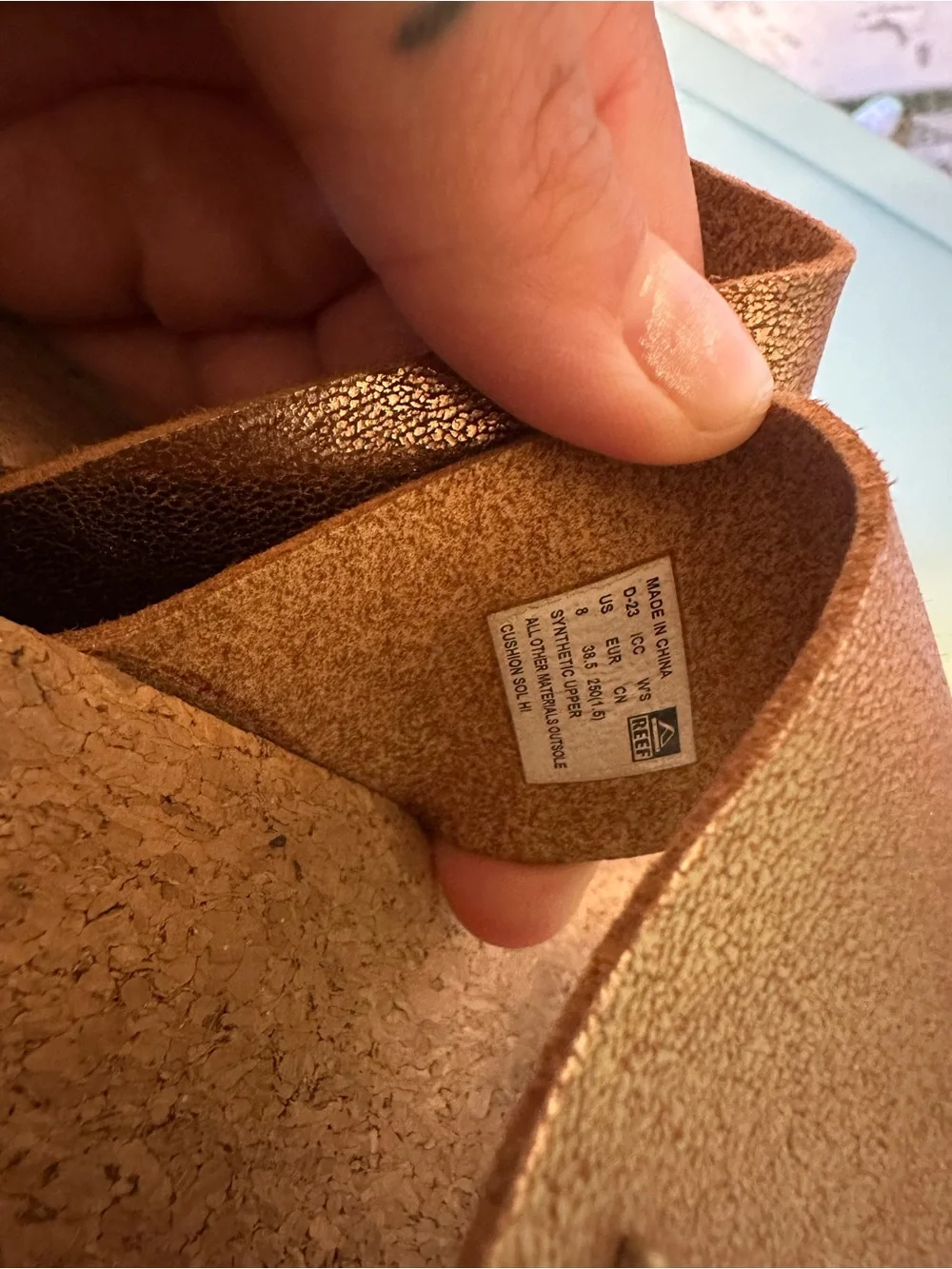 REEF Comfort Cork Platform Thong Sandals in Tan